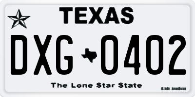 TX license plate DXG0402