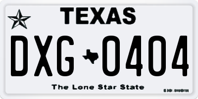 TX license plate DXG0404