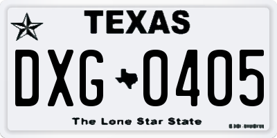 TX license plate DXG0405