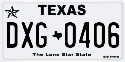 TX license plate DXG0406
