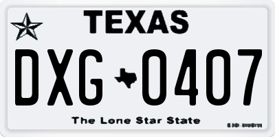 TX license plate DXG0407