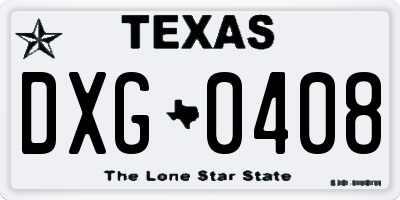 TX license plate DXG0408