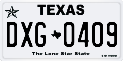 TX license plate DXG0409