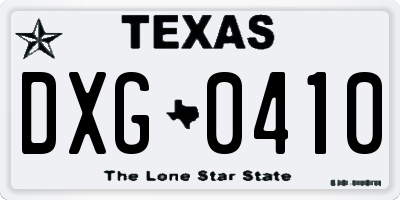 TX license plate DXG0410