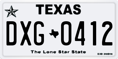 TX license plate DXG0412