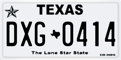 TX license plate DXG0414