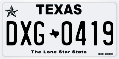 TX license plate DXG0419