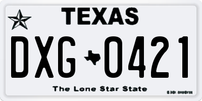 TX license plate DXG0421