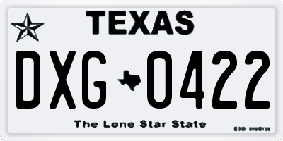 TX license plate DXG0422