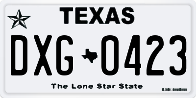 TX license plate DXG0423