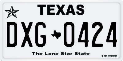 TX license plate DXG0424