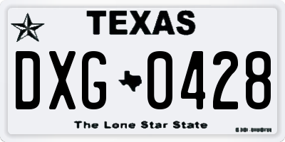 TX license plate DXG0428