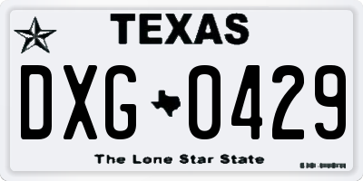 TX license plate DXG0429