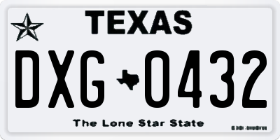 TX license plate DXG0432