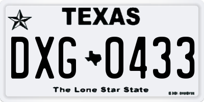 TX license plate DXG0433