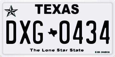 TX license plate DXG0434