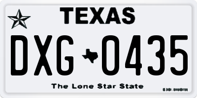 TX license plate DXG0435