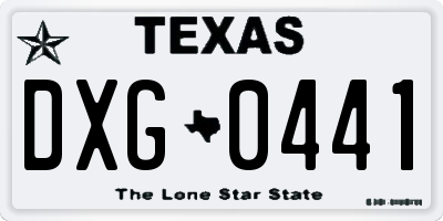 TX license plate DXG0441