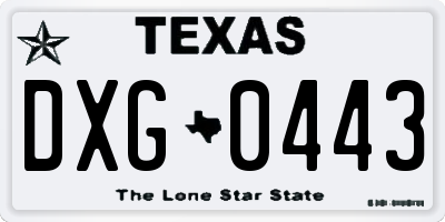 TX license plate DXG0443