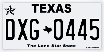 TX license plate DXG0445
