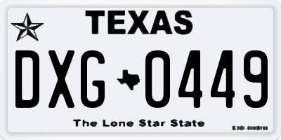 TX license plate DXG0449