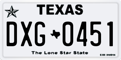 TX license plate DXG0451