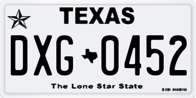 TX license plate DXG0452