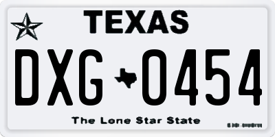 TX license plate DXG0454