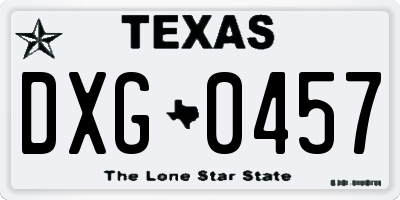 TX license plate DXG0457