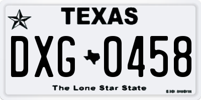 TX license plate DXG0458