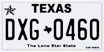 TX license plate DXG0460