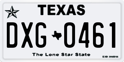 TX license plate DXG0461