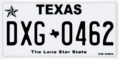 TX license plate DXG0462
