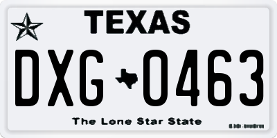 TX license plate DXG0463