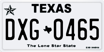 TX license plate DXG0465