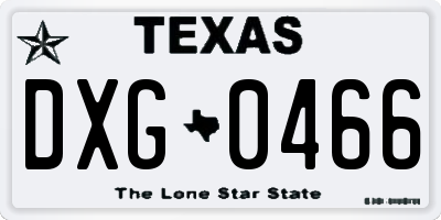 TX license plate DXG0466