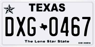 TX license plate DXG0467