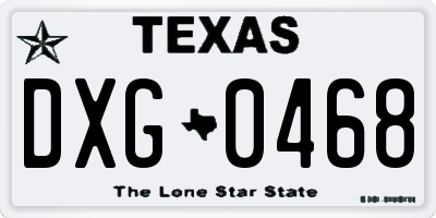 TX license plate DXG0468