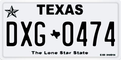 TX license plate DXG0474