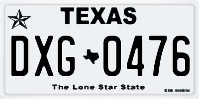 TX license plate DXG0476