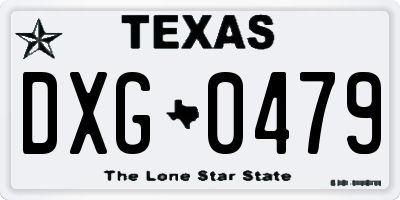 TX license plate DXG0479