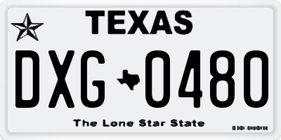 TX license plate DXG0480