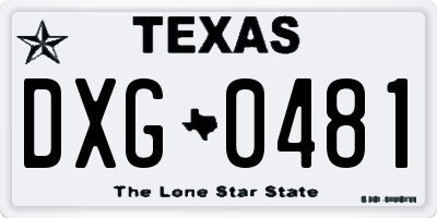 TX license plate DXG0481