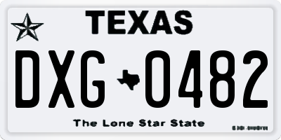 TX license plate DXG0482