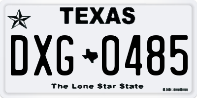 TX license plate DXG0485