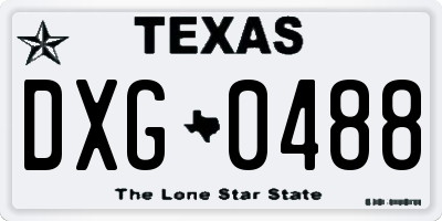 TX license plate DXG0488