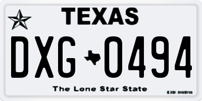 TX license plate DXG0494