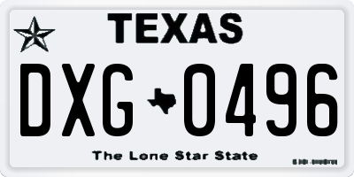 TX license plate DXG0496