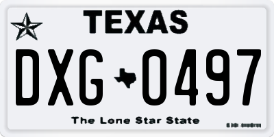 TX license plate DXG0497