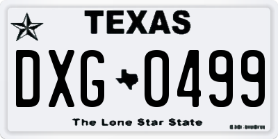 TX license plate DXG0499